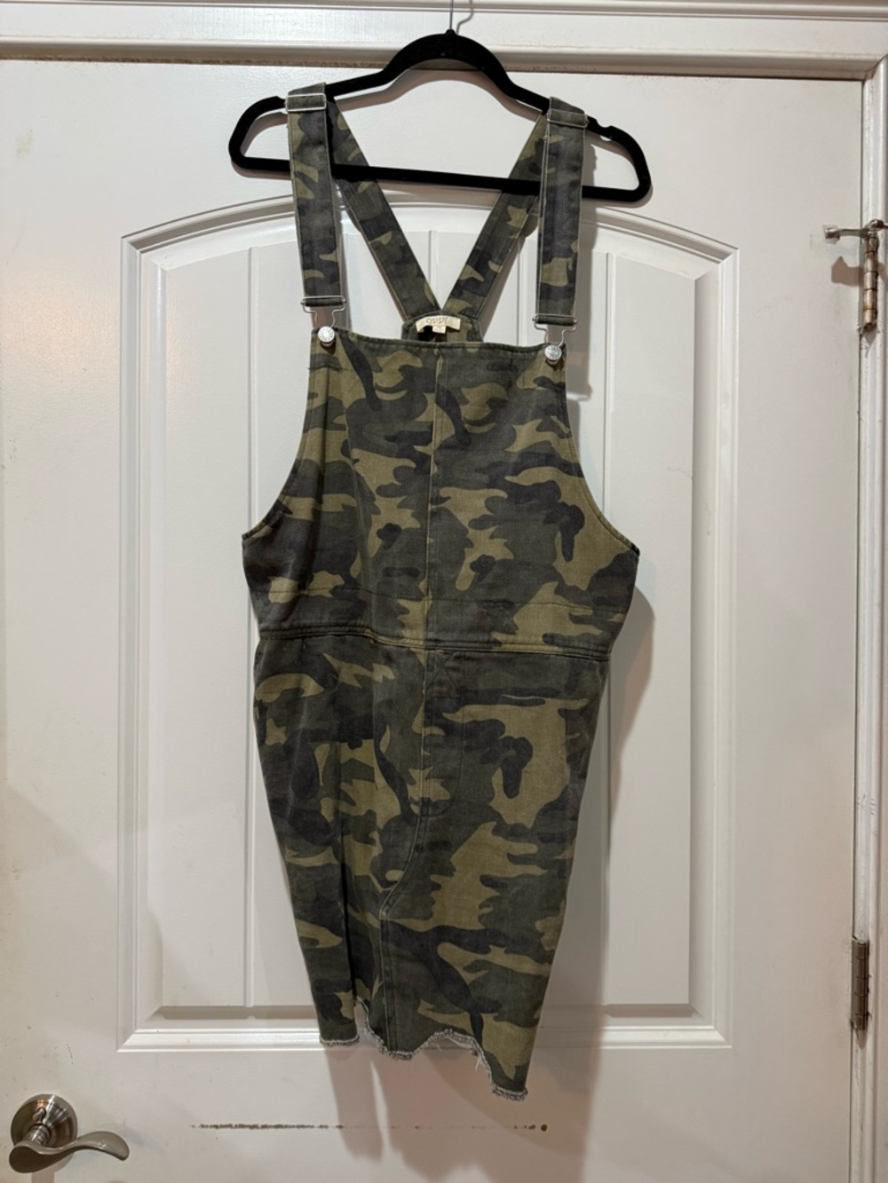 ODDY Camo Overall Dress in Olive and Dark Green